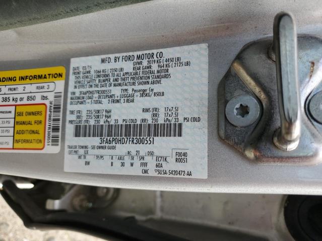 VIN 3FA6P0HD7FR300551 2015 Ford Fusion, SE no.12