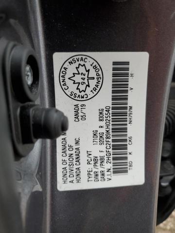 2HGFC2F89KH025540 2019 HONDA CIVIC