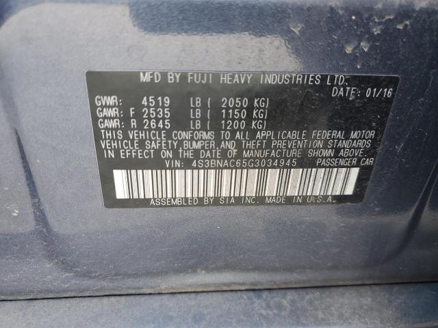 2016 SUBARU LEGACY 2.5 - 4S3BNAC65G3034945