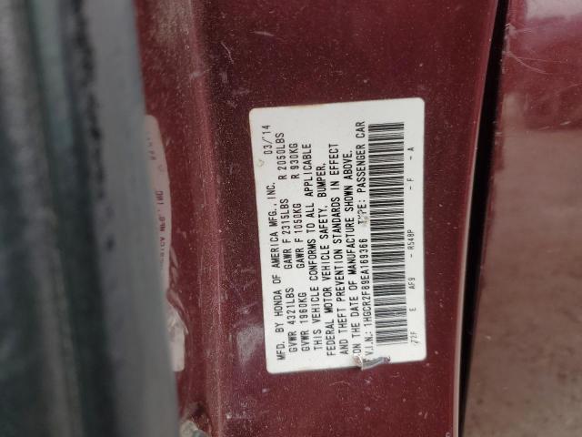 VIN 1HGCR2F89EA169366 2014 Honda Accord, Exl no.13