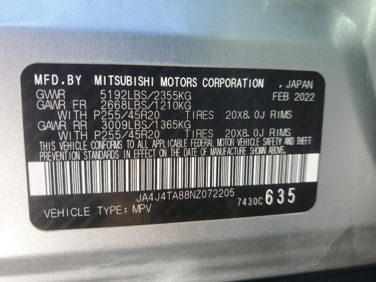 Lot #3006449108 2022 MITSUBISHI OUTLANDER