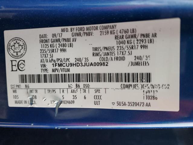 2018 FORD ESCAPE SEL - 1FMCU9HD3JUA00982