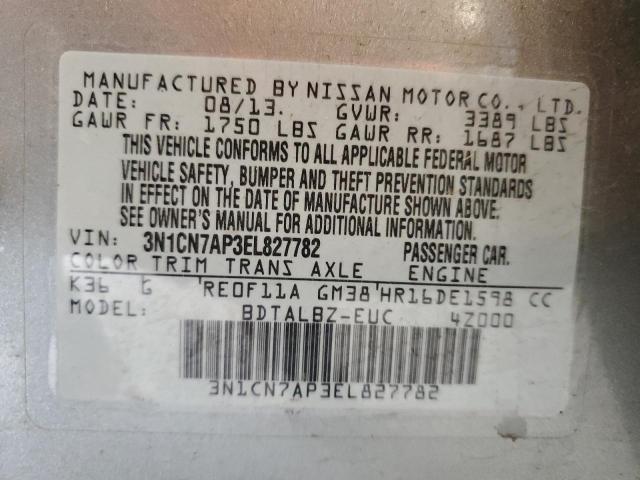 VIN 3N1CN7AP3EL827782 2014 Nissan Versa, S no.13