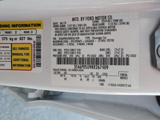 VIN 3FA6P0SU9KR267409 2019 Ford Fusion, Titanium no.13