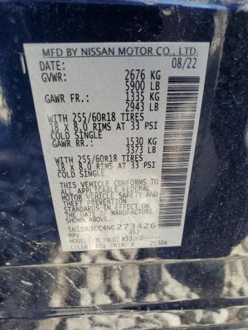 2022 NISSAN PATHFINDER - 5N1DR3CC4NC273426