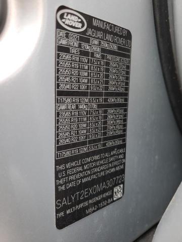 2021 LAND ROVER RANGE ROVE - SALYT2EX0MA307723