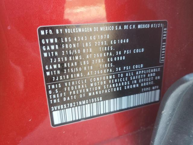 2022 VOLKSWAGEN TAOS SE - 3VVRX7B21NM019558