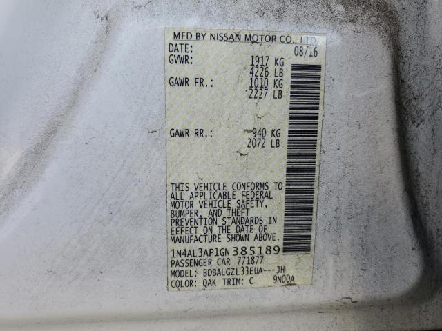 2016 NISSAN ALTIMA 2.5 - 1N4AL3AP1GN385189