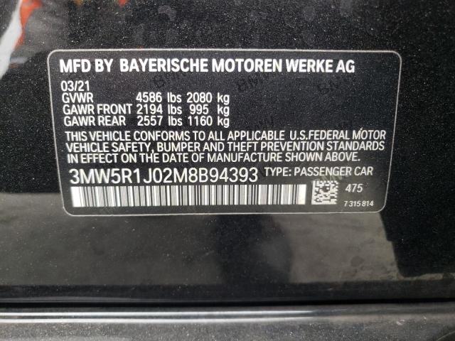 VIN 3MW5R1J02M8B94393 2021 BMW 3 SERIES no.12