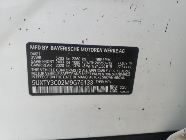 VIN 5UXTY3C02M9G76133 2021 BMW X3, Sdrive30I no.14