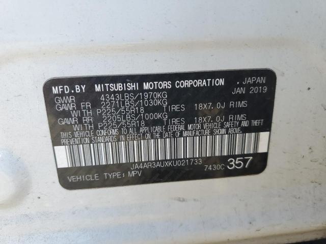 2019 MITSUBISHI OUTLANDER - JA4AR3AUXKU021733