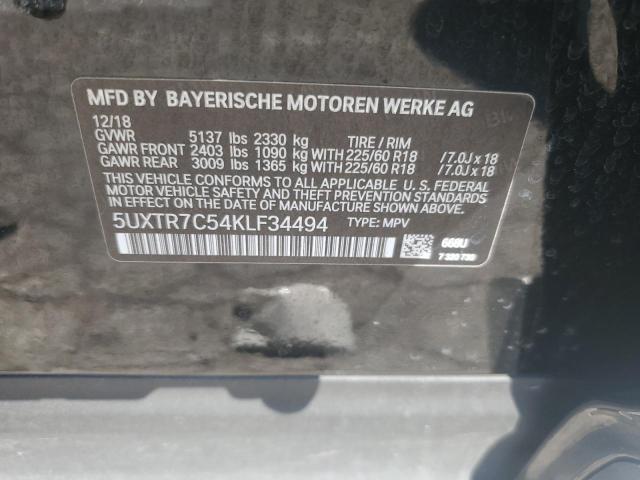 VIN 5UXTR7C54KLF34494 2019 BMW X3, Sdrive30I no.14