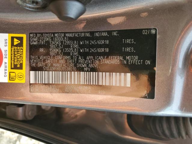 2018 TOYOTA HIGHLANDER - 5TDJZRFH3JS538010