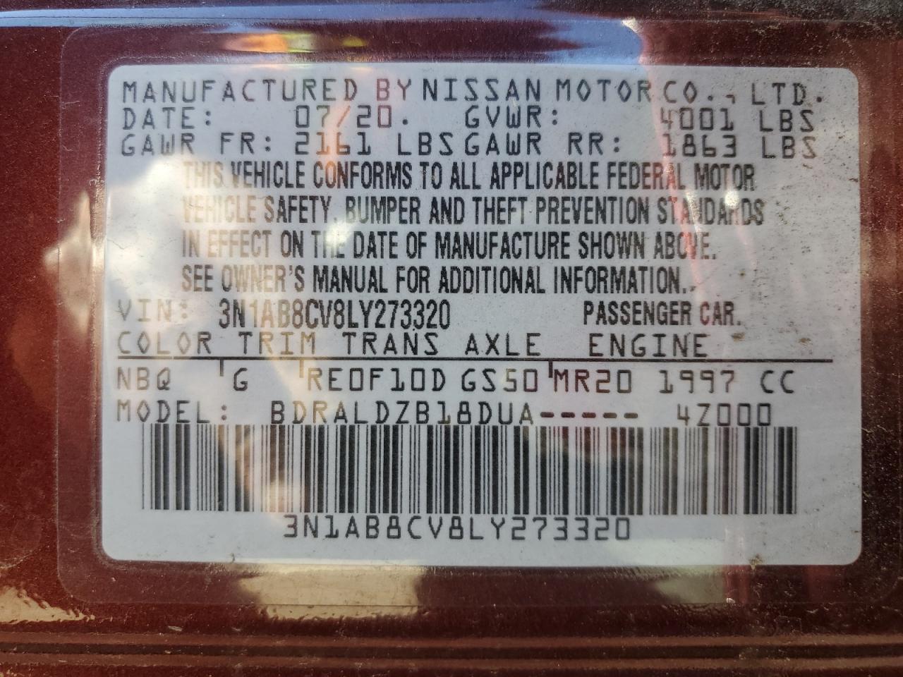 Lot #2978535226 2020 NISSAN SENTRA SV