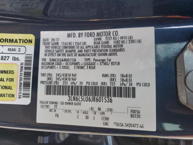 2018 LINCOLN MKZ HYBRID - 3LN6L5LU6JR601536