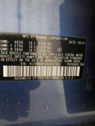 2022 SUBARU LEGACY 4S3BWAB60N3007082