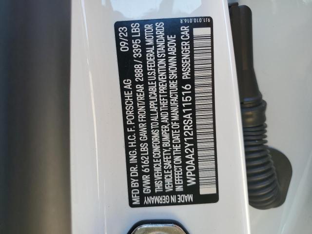 2024 PORSCHE TAYCAN - WP0AA2Y12RSA11516
