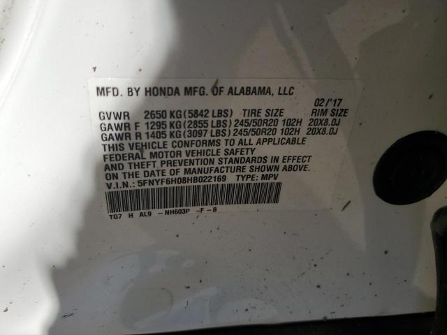 2017 HONDA PILOT ELIT - 5FNYF6H08HB022169