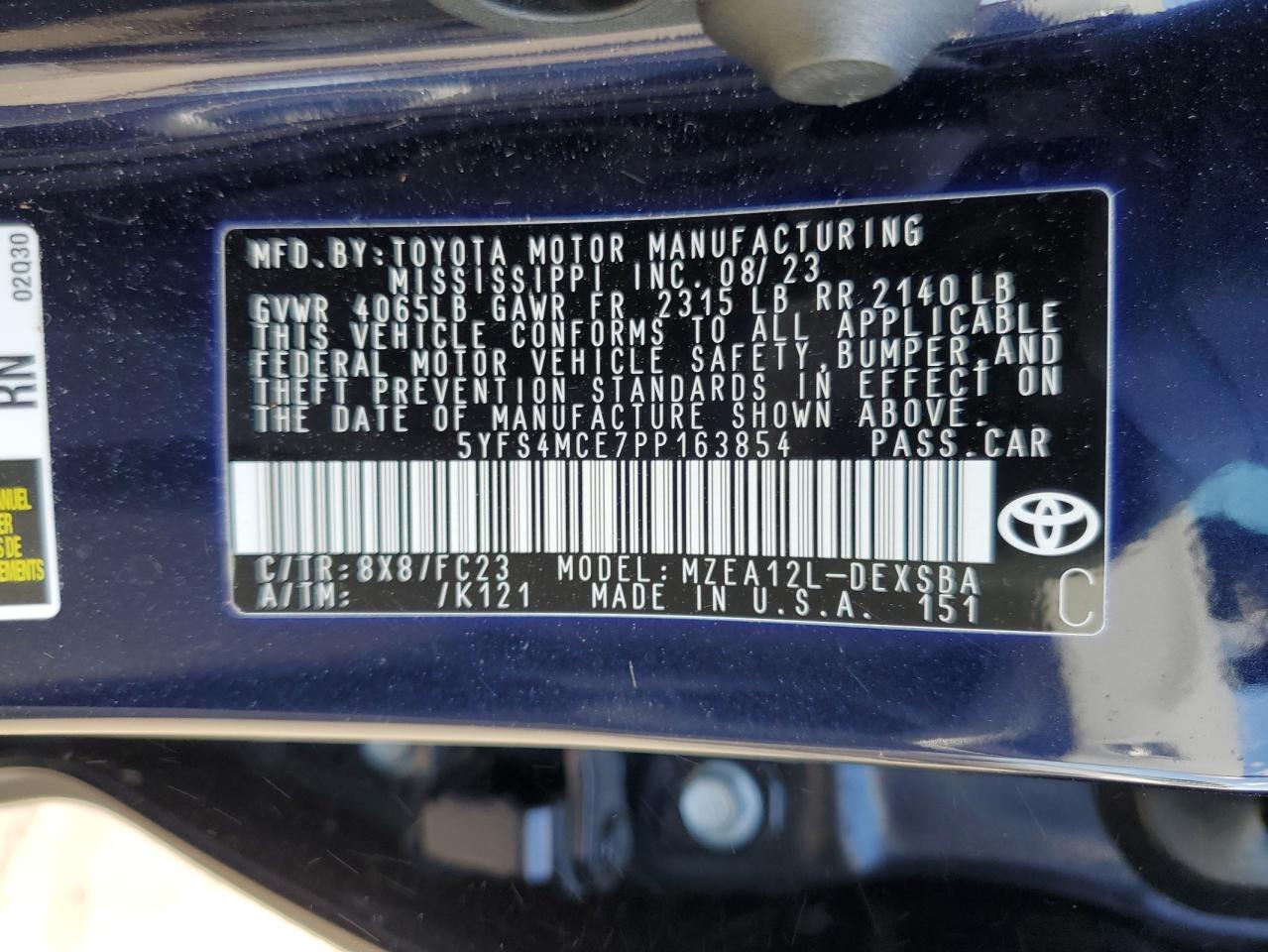 Lot #2986712438 2023 TOYOTA COROLLA SE