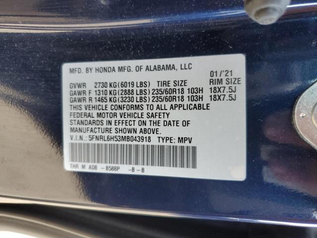 VIN 5FNRL6H53MB043918 2021 Honda Odyssey, EX no.13