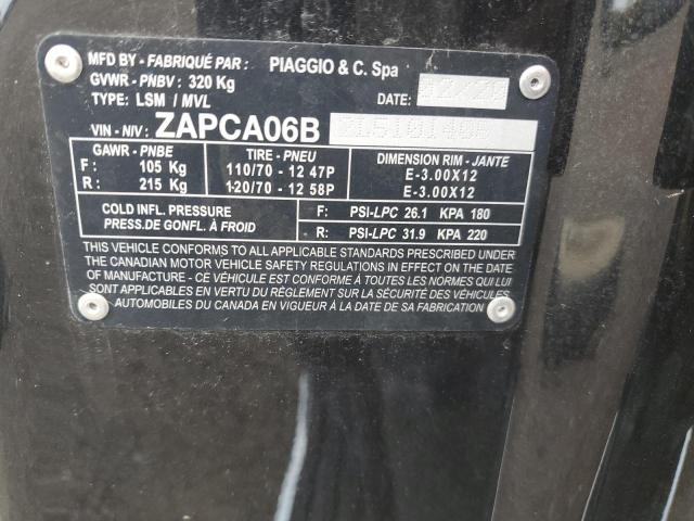 2020 PIAGGIO SCOOTER ZAPCA06B2L5101405