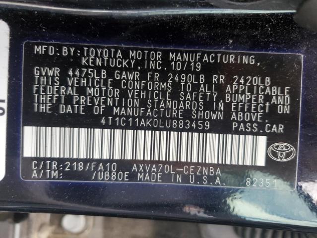 2020 TOYOTA CAMRY LE - 4T1C11AK0LU883459