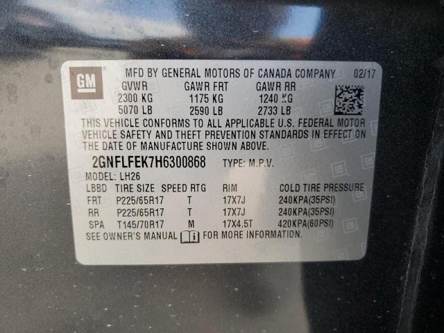 2017 CHEVROLET EQUINOX LT - 2GNFLFEK7H6300868