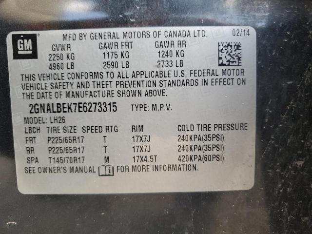 VIN 2GNALBEK7E6273315 2014 Chevrolet Equinox, LT no.12