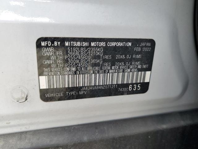 2022 MITSUBISHI OUTLANDER - JA4J4VA84NZ071211