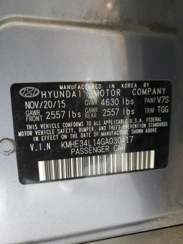 VIN KMHE34L14GA030417 2016 Hyundai Sonata, Hybrid no.13