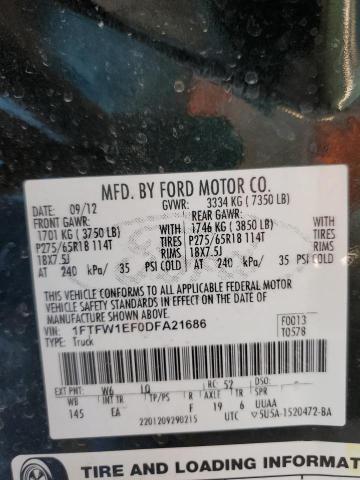 VIN 1FTFW1EF0DFA21686 2013 FORD F-150 no.12