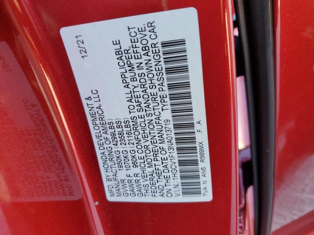 VIN 1HGCV1F13NA013719 2022 Honda Accord, LX no.12