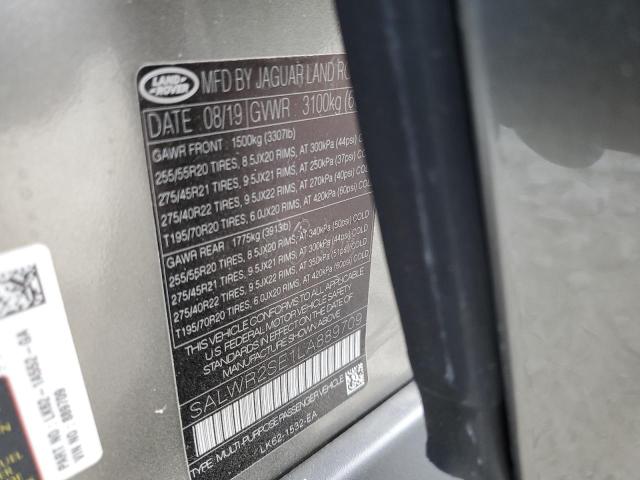 2020 LAND ROVER RANGE ROVE - SALWR2SE1LA889709