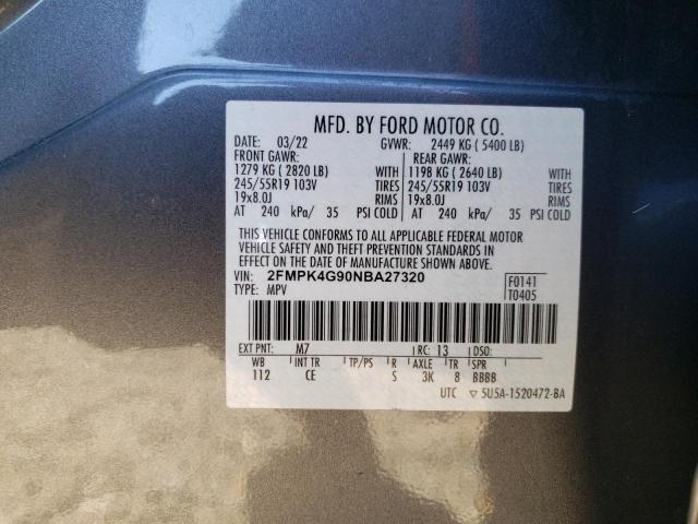 VIN 2FMPK4G90NBA27320 2022 FORD EDGE no.13