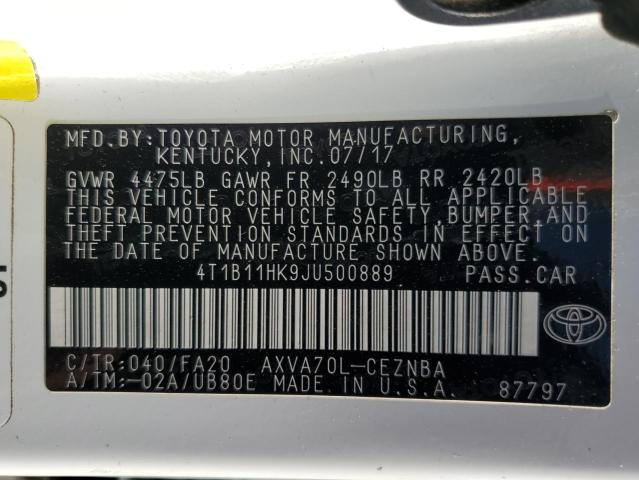 VIN 4T1B11HK9JU500889 2018 TOYOTA CAMRY no.12