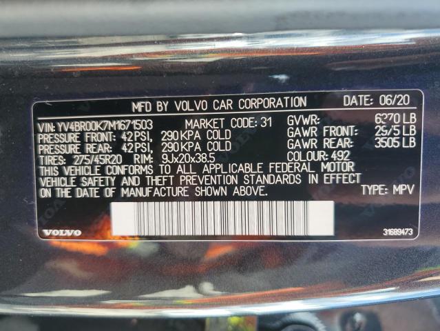 VIN YV4BR00K7M1671503 2021 Volvo XC90, T8 Recharge ... no.14