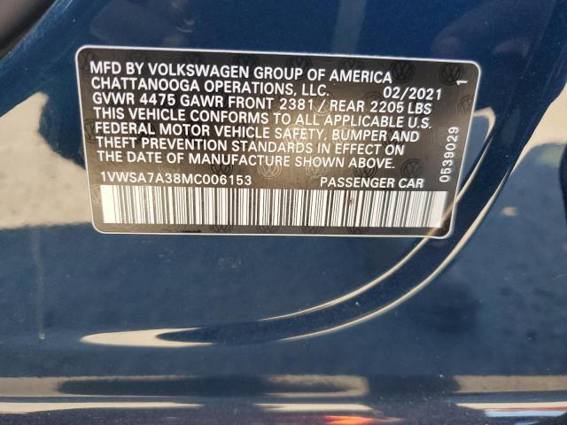 2021 VOLKSWAGEN PASSAT SE - 1VWSA7A38MC006153