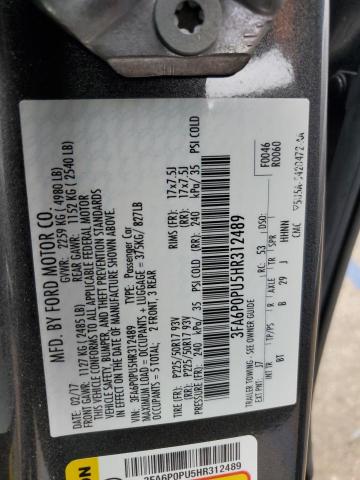 2017 FORD FUSION SE - 3FA6P0PU5HR312489