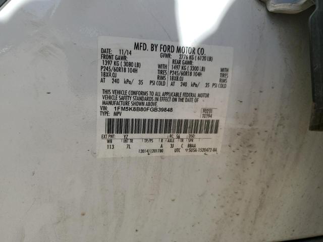 2015 FORD EXPLORER - 1FM5K8B80FGB39848