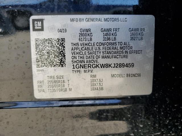 2019 CHEVROLET TRAVERSE L - 1GNERGKW8KJ289459