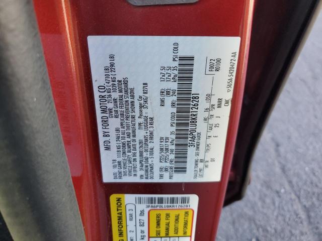2019 FORD FUSION SE - 3FA6P0LU8KR126281