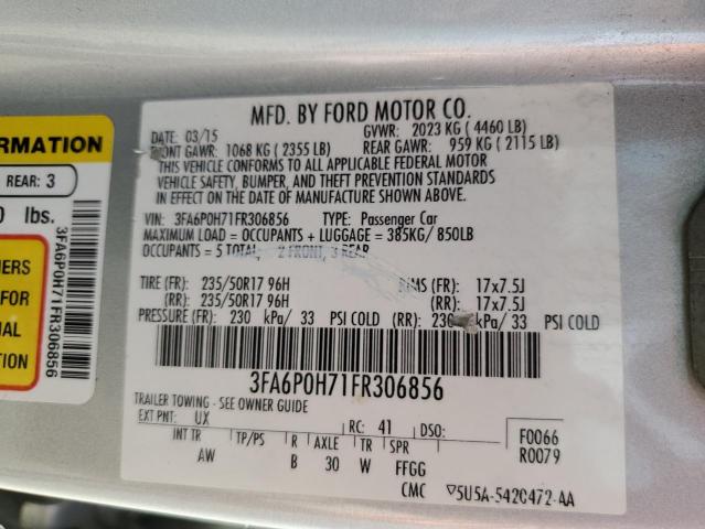 VIN 3FA6P0H71FR306856 2015 Ford Fusion, SE no.12