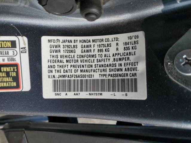2010 HONDA CIVIC HYBR - JHMFA3F26AS001031