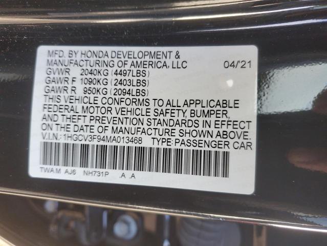 2021 HONDA ACCORD TOU - 1HGCV3F94MA013468