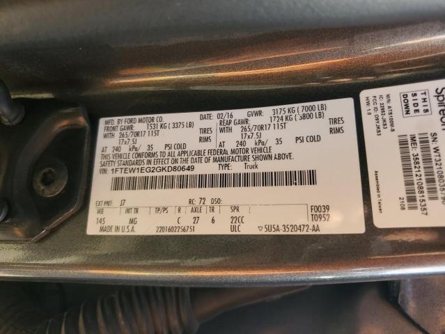 2016 FORD F150 SUPER - 1FTEW1EG2GKD80649
