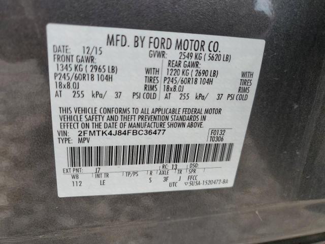 VIN 2FMTK4J84FBC36477 2015 Ford Edge, Sel no.13