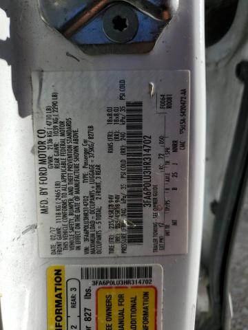 VIN 3FA6P0LU3HR314702 2017 Ford Fusion, Se Hybrid no.12