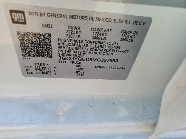 2021 CHEVROLET SILVERADO - 3GCUYGED5MG327963