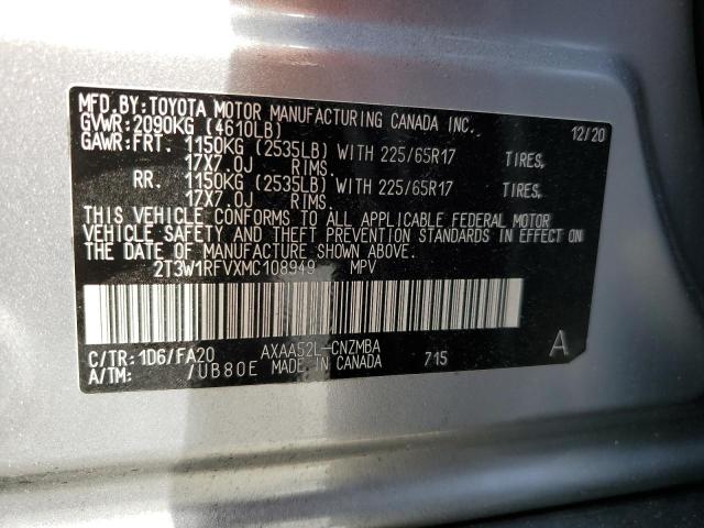 VIN 2T3W1RFVXMC108949 2021 Toyota RAV4, Xle no.14