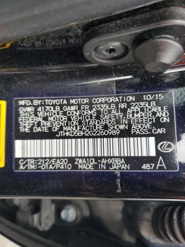 VIN JTHKD5BH2G2260989 2016 Lexus CT, 200 no.13